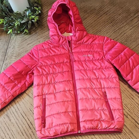 Pink Hooded puffer jacket size M 7/8 Eddie Bauer - Picture 12 of 12